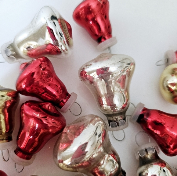 Vintage Miniature Bell Christmas Ornament Lot Red Gold Silver - Picture 6 of 6